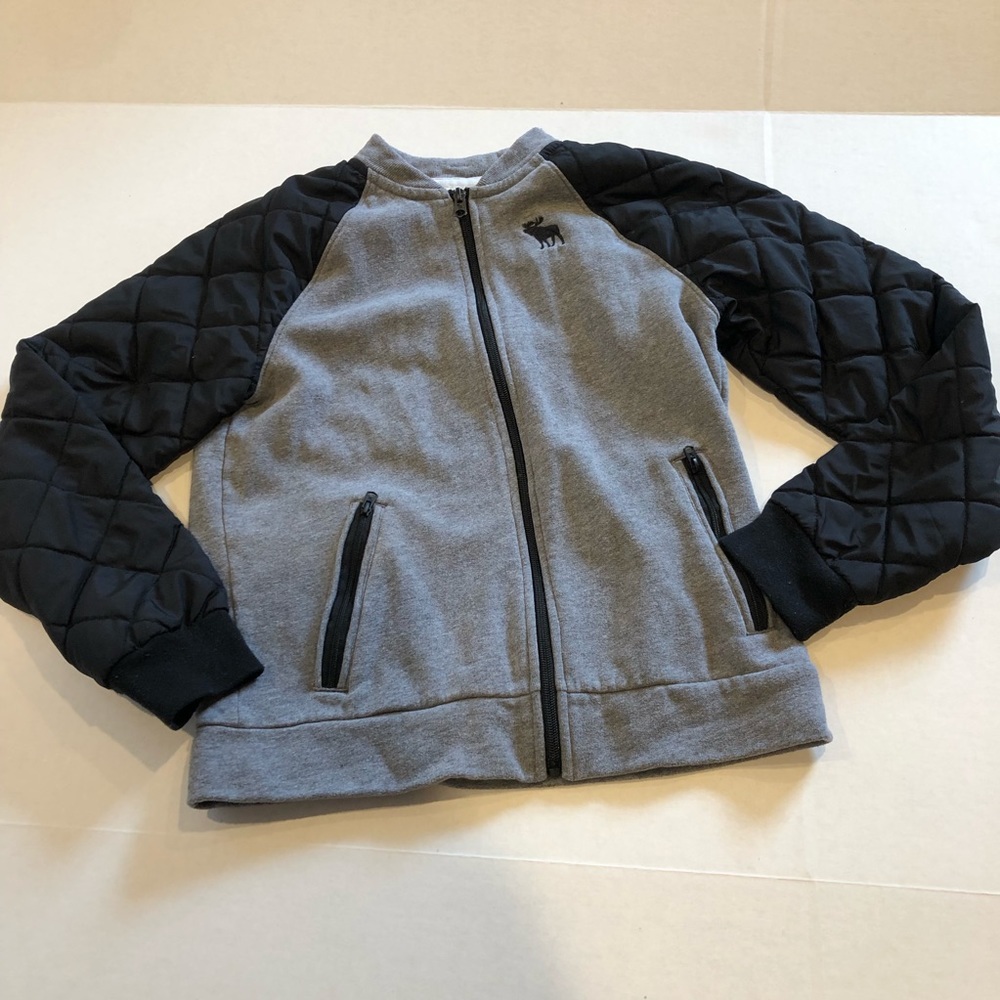 ABERCROMBIE kids gray and black bomber jacket